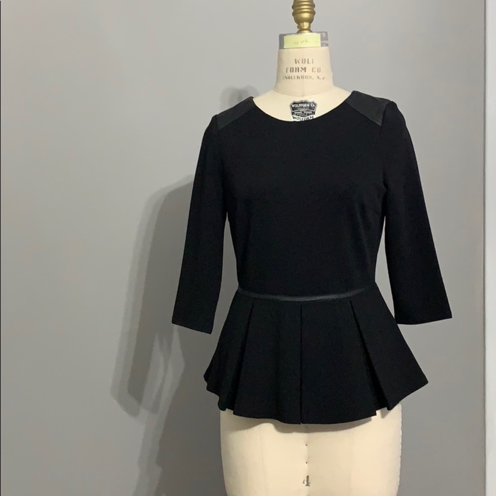 Sugarlips M black peplum with faux leather accents
